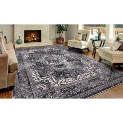 Angora Anthracite 8 ft. x 10 ft. Medallion Area Rug by Home Decorators Collection -Zamma Home Decorators Shop anthracite home decorators collection area rugs 27337 4f 1000