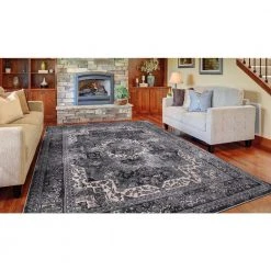 Angora Anthracite 8 ft. x 10 ft. Medallion Area Rug by Home Decorators Collection -Zamma Home Decorators Shop anthracite home decorators collection area rugs 27337 c3 1000