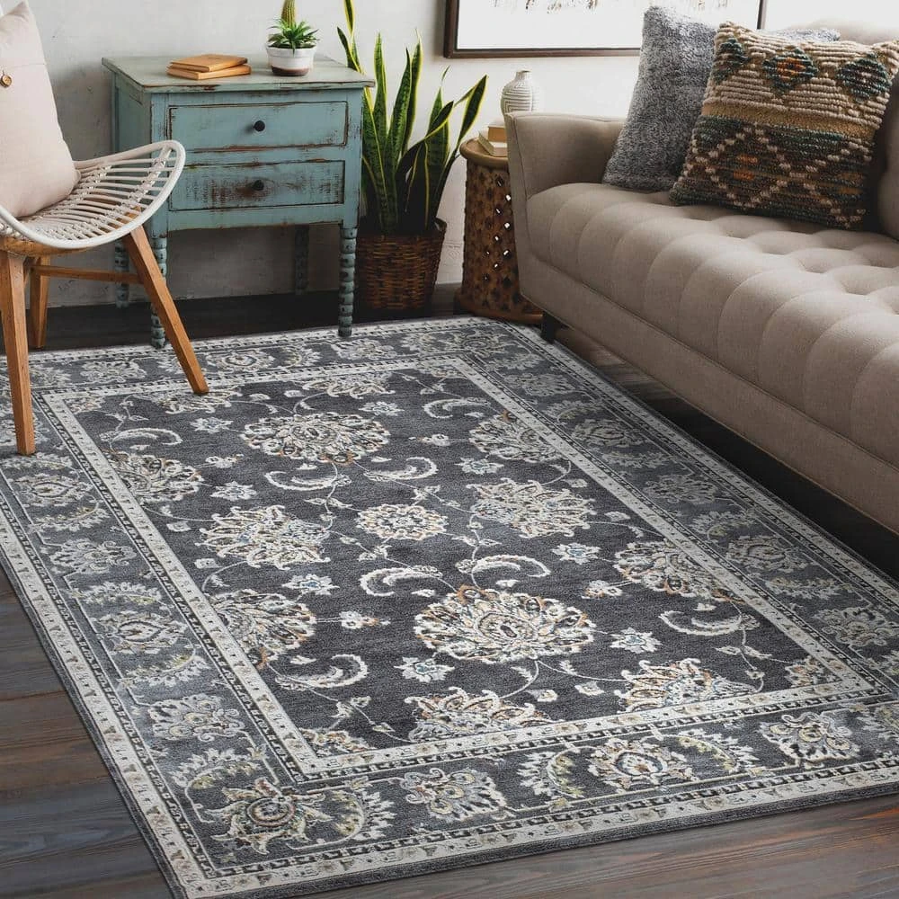 Carlisle Anthracite 5 ft. x 6 ft. 8 in. Area Rug by Home Decorators Collection 5 Carlisle Anthracite 5 ft. x 6 ft. 8 in. Area Rug by Home Decorators Collection - Image 5