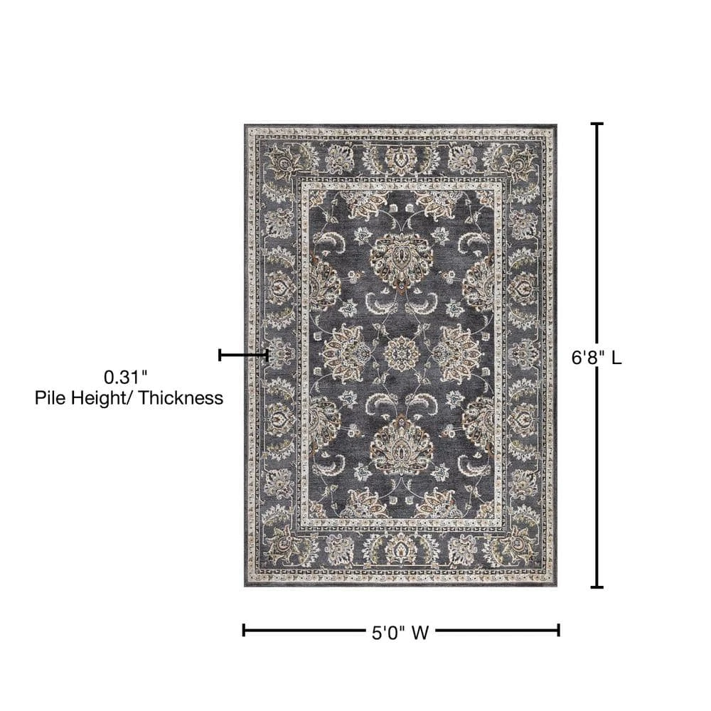 Carlisle Anthracite 5 ft. x 6 ft. 8 in. Area Rug by Home Decorators Collection 9 Carlisle Anthracite 5 ft. x 6 ft. 8 in. Area Rug by Home Decorators Collection - Image 9