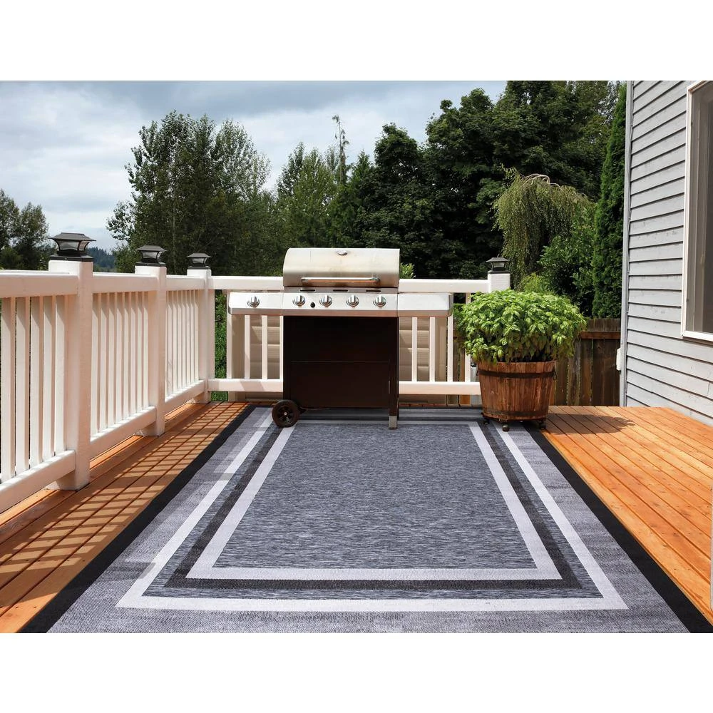 Eternity Black 8 ft. x 10 ft. Indoor/Outdoor Area Rug by Home Decorators Collection 7 Eternity Black 8 ft. x 10 ft. Indoor/Outdoor Area Rug by Home Decorators Collection - Image 7