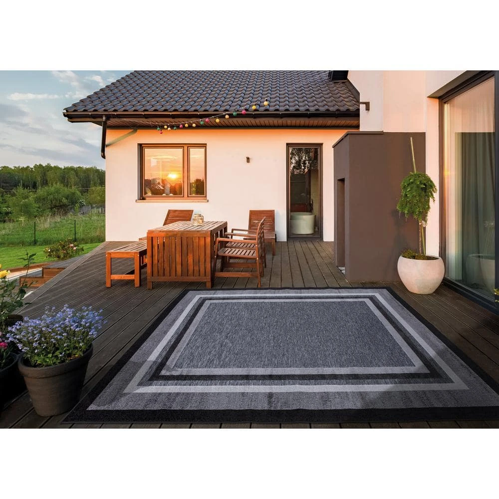 Eternity Black 8 ft. x 10 ft. Indoor/Outdoor Area Rug by Home Decorators Collection 6 Eternity Black 8 ft. x 10 ft. Indoor/Outdoor Area Rug by Home Decorators Collection - Image 6