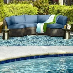 Bayview Blue/Aqua 5 ft 3 in x 7 ft 6 in Outdoor Area Rug by Home Decorators Collection -Zamma Home Decorators Shop blue aqua home decorators collection outdoor rugs 9526220310 1f 1000