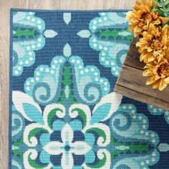 Bayview Blue/Aqua 5 ft 3 in x 7 ft 6 in Outdoor Area Rug by Home Decorators Collection -Zamma Home Decorators Shop blue aqua home decorators collection outdoor rugs 9526220310 fa 1000