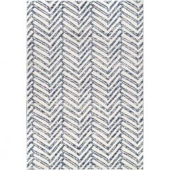 Rosanne Geometric Herringbone Blue 8 ft. x 10 ft. Area Rug by Home Decorators Collection