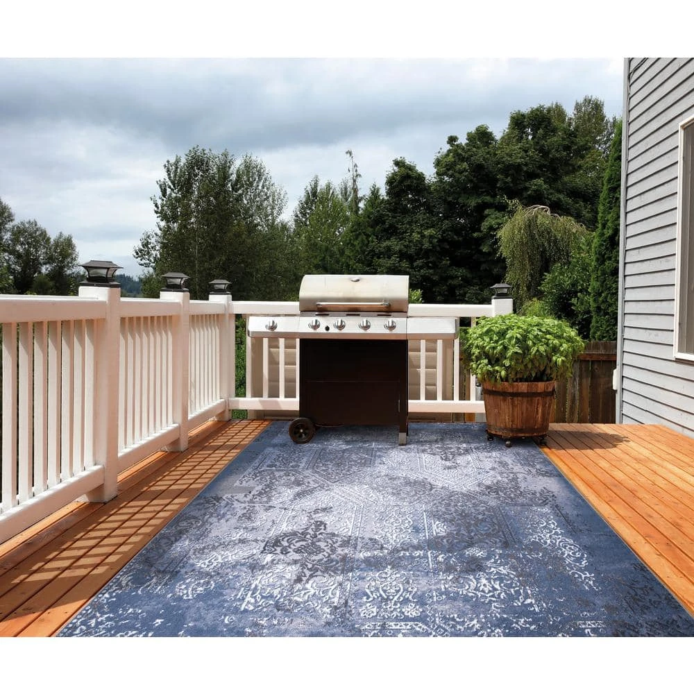 Aurora Blue 8 ft. x 10 ft. Indoor/Outdoor Area Rug by Home Decorators Collection 7 Aurora Blue 8 ft. x 10 ft. Indoor/Outdoor Area Rug by Home Decorators Collection - Image 7