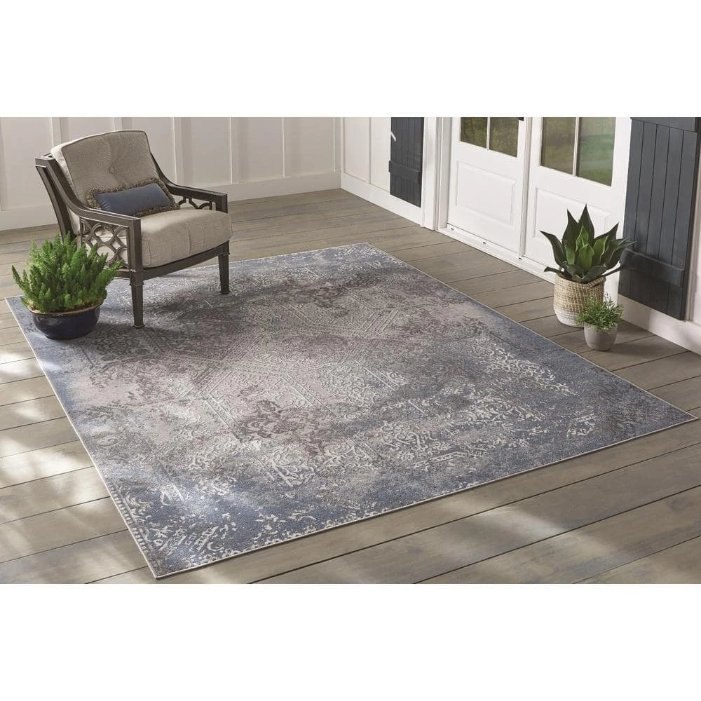 Aurora Blue 8 ft. x 10 ft. Indoor/Outdoor Area Rug by Home Decorators Collection 5 Aurora Blue 8 ft. x 10 ft. Indoor/Outdoor Area Rug by Home Decorators Collection - Image 5