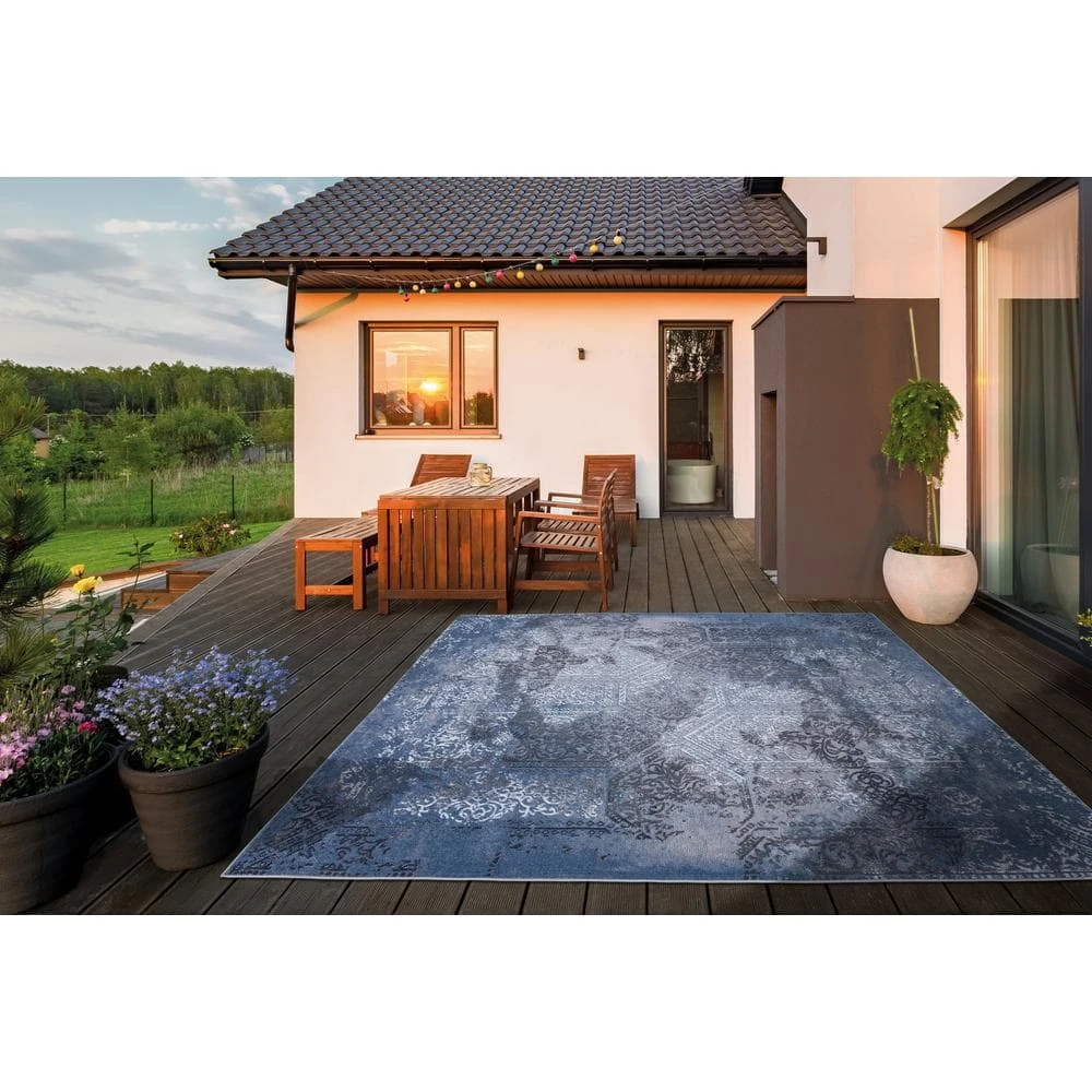 Aurora Blue 8 ft. x 10 ft. Indoor/Outdoor Area Rug by Home Decorators Collection 6 Aurora Blue 8 ft. x 10 ft. Indoor/Outdoor Area Rug by Home Decorators Collection - Image 6