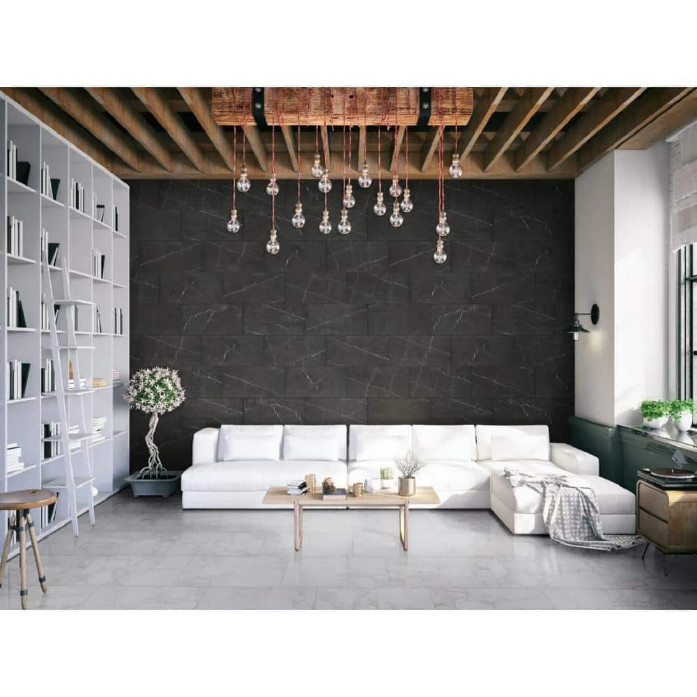 Carrara 12 in. x 24 in. Polished Porcelain Floor and Wall Tile (448 sq. ft./Pallet) by Home Decorators Collection 3 Carrara 12 in. x 24 in. Polished Porcelain Floor and Wall Tile (448 sq. ft./Pallet) by Home Decorators Collection - Image 3