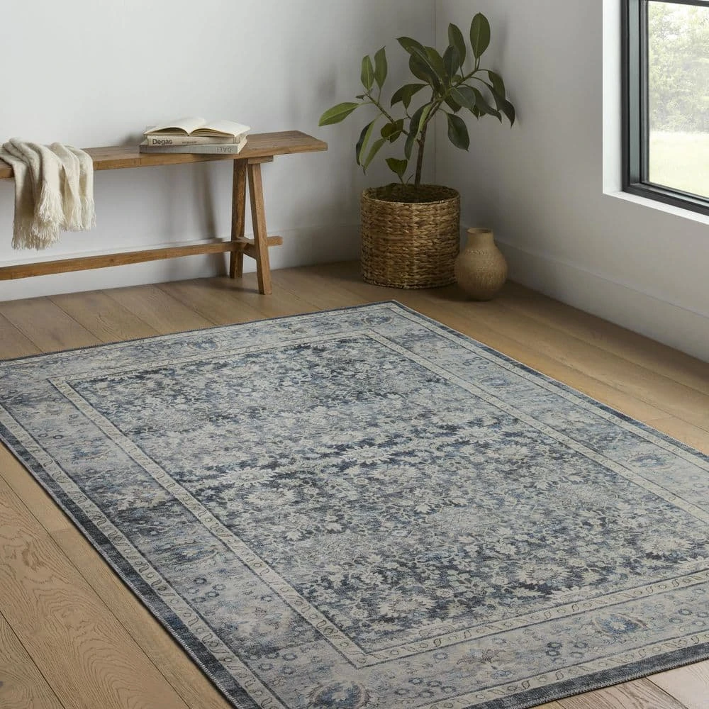 Leesa Charcoal/Grey 7 ft. 6 in. x 9 ft. 6 in. Traditional Polyester Area Rug by Home Decorators Collection 2 Leesa Charcoal/Grey 7 ft. 6 in. x 9 ft. 6 in. Traditional Polyester Area Rug by Home Decorators Collection - Image 2
