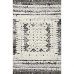 Jerome CHARCOAL / IVORY 3 ft. 11 in. x 5 ft. 7 in. Abstract Polypropylene/Polyester Area Rug by Home Decorators Collection -Zamma Home Decorators Shop charcoal ivory home decorators collection area rugs 885369577901 a0 1000