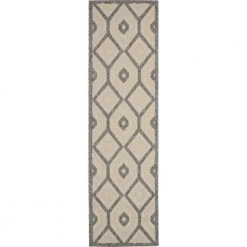 Palamos Cream 2 ft. x 10 ft. Geometric Contemporary Indoor/Outdoor Runner Rug by Home Decorators Collection