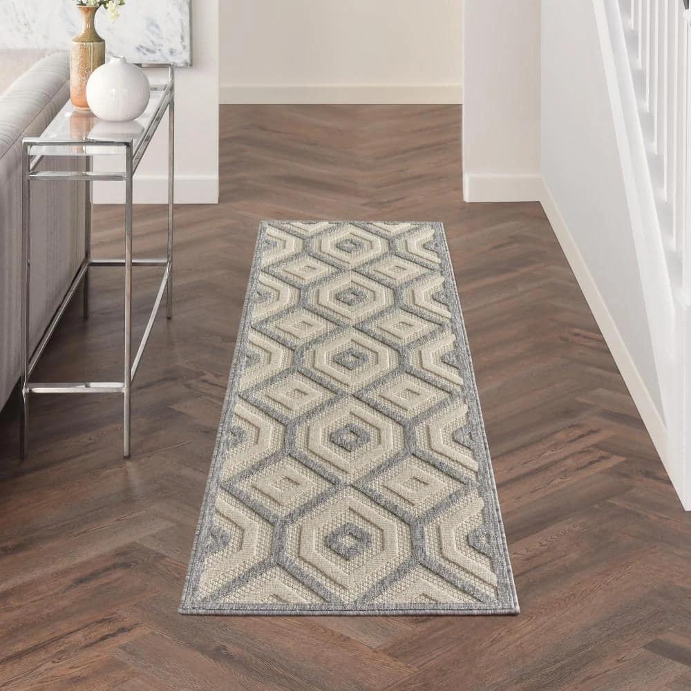 Palamos Cream 2 ft. x 10 ft. Geometric Contemporary Indoor/Outdoor Runner Rug by Home Decorators Collection 2 Palamos Cream 2 ft. x 10 ft. Geometric Contemporary Indoor/Outdoor Runner Rug by Home Decorators Collection - Image 2