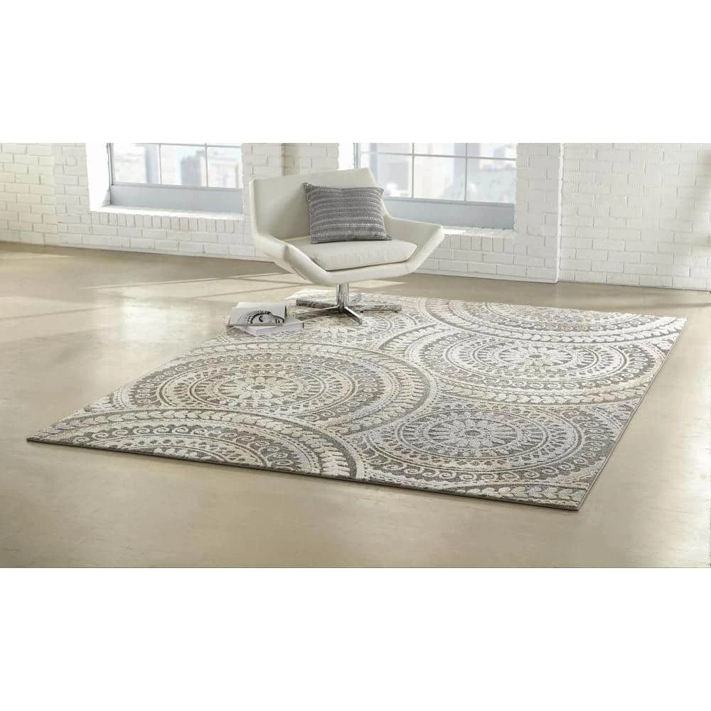 Spiral Medallion Cool Gray Tones 5 ft. x 7 ft. Area Rug by Home Decorators Collection 2 Spiral Medallion Cool Gray Tones 5 ft. x 7 ft. Area Rug by Home Decorators Collection - Image 2