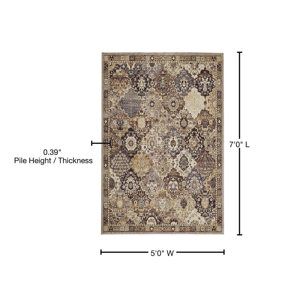 Patchwork Gray 5 ft. x 7 ft. Medallion Area Rug by Home Decorators Collection 7 Patchwork Gray 5 ft. x 7 ft. Medallion Area Rug by Home Decorators Collection - Image 7