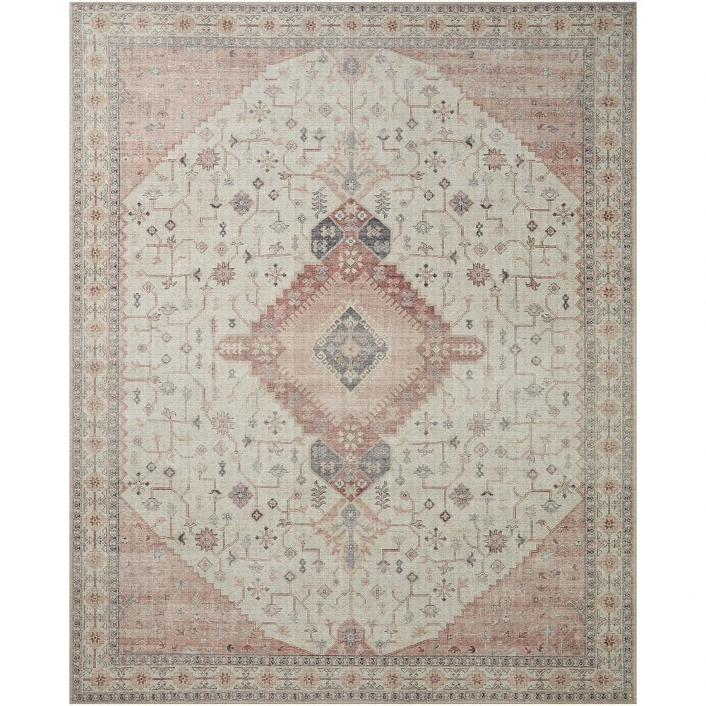 Leesa Ivory/Rust 7 ft. 6 in. x 9 ft. 6 in. Medallion Polyester Area Rug by Home Decorators Collection 1 Leesa Ivory/Rust 7 ft. 6 in. x 9 ft. 6 in. Medallion Polyester Area Rug by Home Decorators Collection