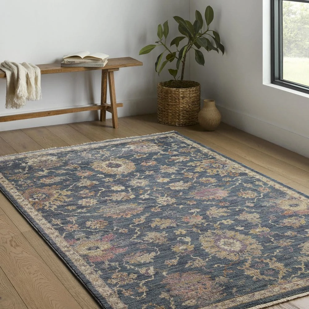 Greta Navy/Rust 7 ft. 10 in. x 10 ft. Oriental Polyester Area Rug by Home Decorators Collection 2 Greta Navy/Rust 7 ft. 10 in. x 10 ft. Oriental Polyester Area Rug by Home Decorators Collection - Image 2