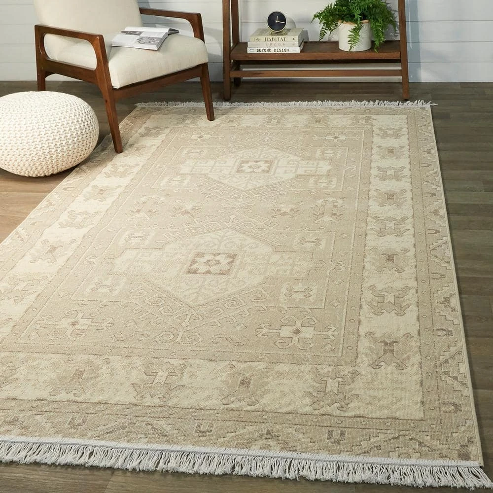 Decklyn Taupe 5 ft. x 7 ft. Oriental Fringe Area Rug by Home Decorators Collection 2 Decklyn Taupe 5 ft. x 7 ft. Oriental Fringe Area Rug by Home Decorators Collection - Image 2