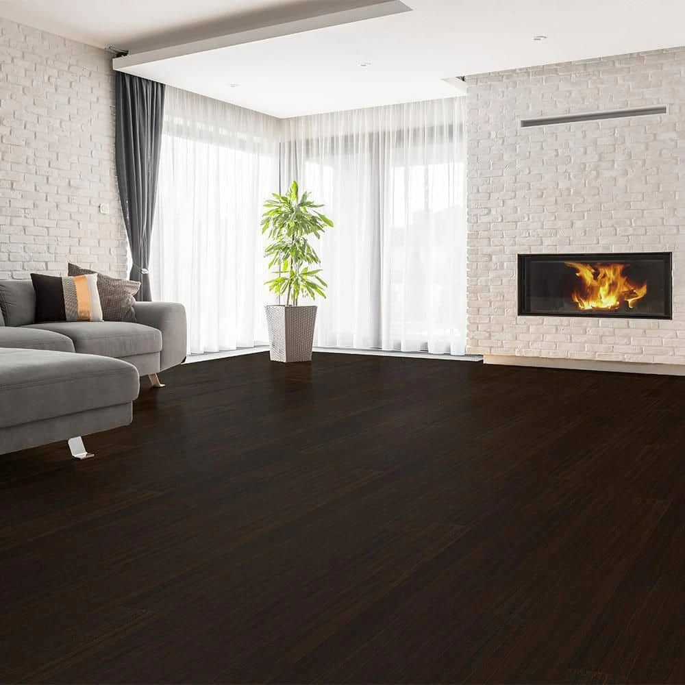 Hand Scraped Strand Woven Wellington 3/8 in. T x 5-1/8 in. W x 36 in. L Engineered Click Bamboo Flooring by Home Decorators Collection 4 Hand Scraped Strand Woven Wellington 3/8 in. T x 5-1/8 in. W x 36 in. L Engineered Click Bamboo Flooring by Home Decorators Collection - Image 4